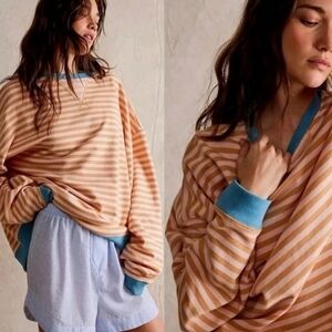 Free People We The Free Classic Striped Oversized Crewneck sweatshirt - Size L
